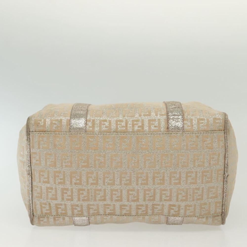 FENDI Zucchino Canvas Hand Bag Silver Gold - Picture 9 of 13